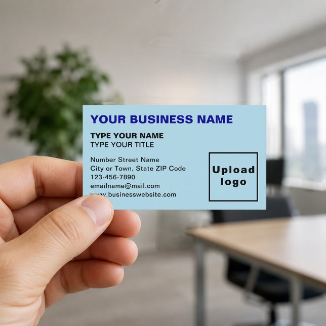 Left-Aligned Light Blue Business Cards (Front of the business card)
