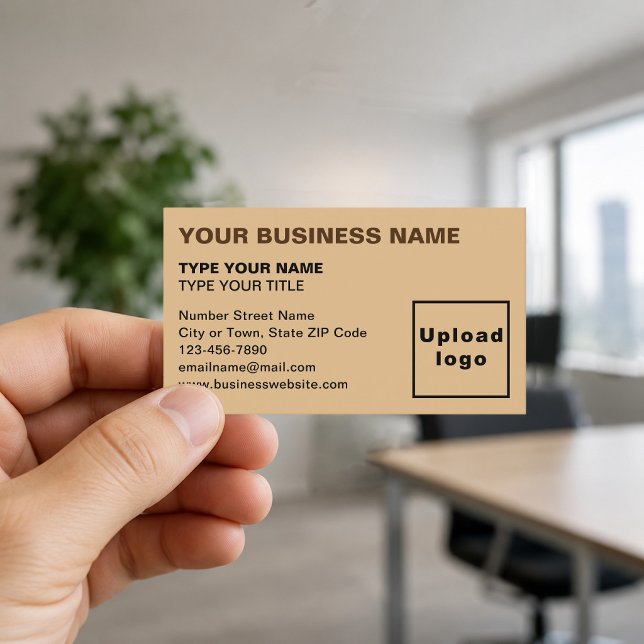 Left-Aligned Light Brown Business Cards (Front of the business card)