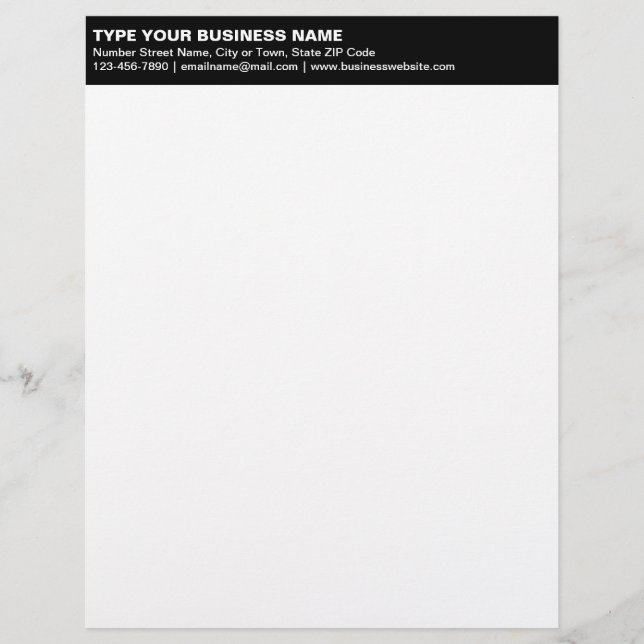 Left Aligned Plain Texts on Black Heading of Custom Letterhead (Front)