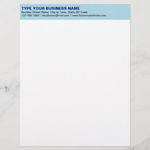 Left Aligned Plain Texts on Light Blue Heading of Custom Letterhead
