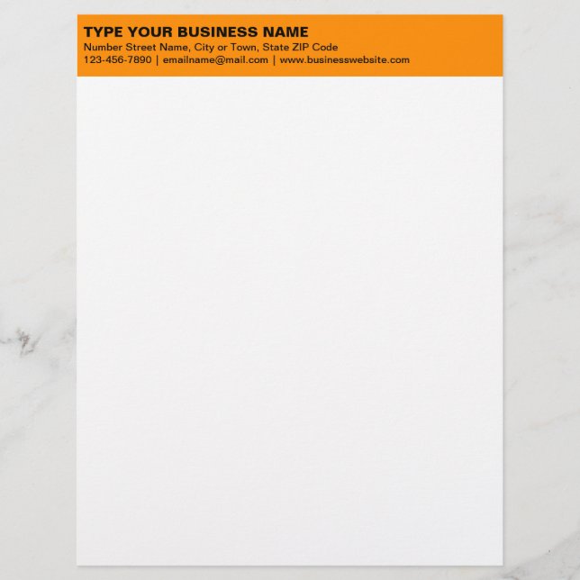 Left Aligned Plain Texts on Orange Heading of Custom Letterhead (Front)