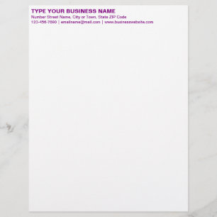 Left Aligned Purple Plain Texts Heading of Custom Letterhead