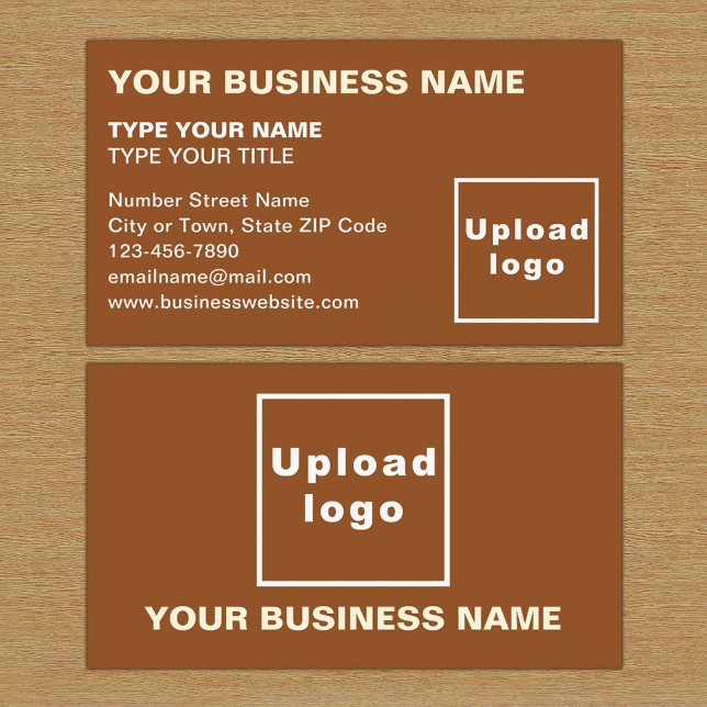 Left Aligned Style Brown Business Card (The front and back of the brown business card)
