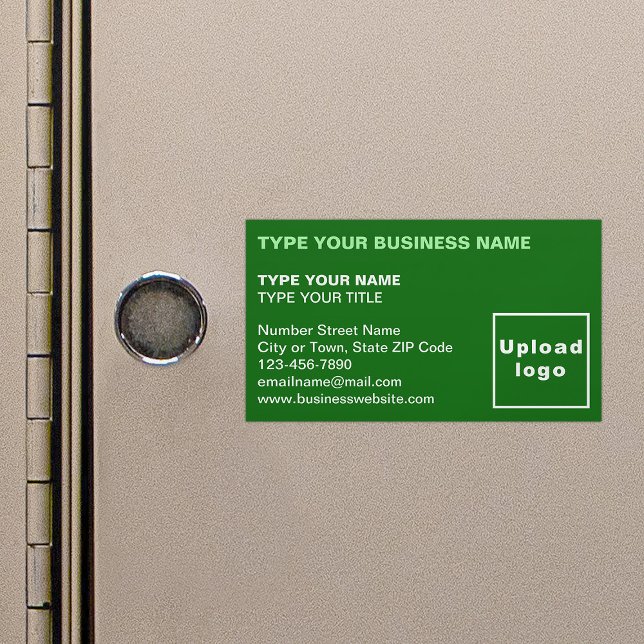 Left Aligned Style Green Magnetic Business Card (Green magnetic business card in left aligned style)