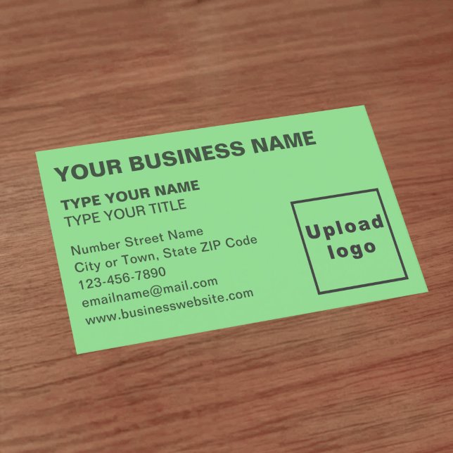 Left Aligned Style Light Green Business Card (Front of the business card)