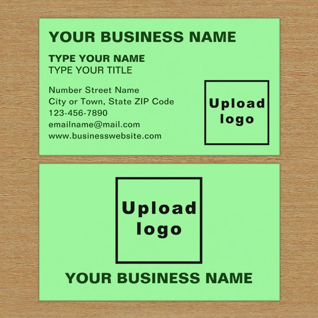 Left Aligned Style Light Green Business Card (The front and back of the light green business card)