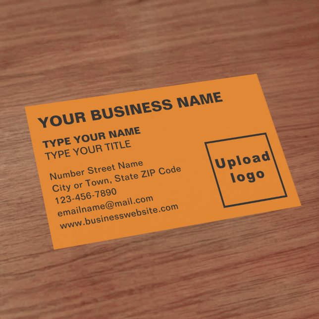 Left Aligned Style Orange Business Card (Front of the business card)