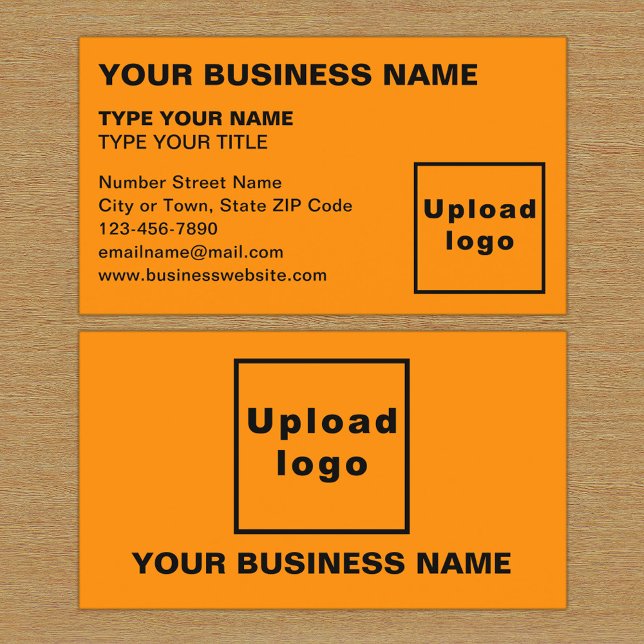 Left Aligned Style Orange Business Card (The front and back of the orange business card)