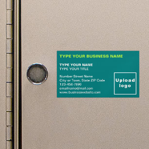 Left Aligned Teal Green Magnetic Business Card