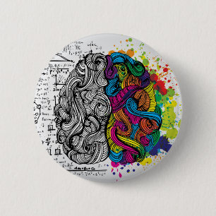 Left and right brain 6 cm round badge
