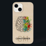 Left And Right Human Brain Personalise Case-Mate iPhone 14 Case<br><div class="desc">A comparison of the Left right human brain concept. Ready to be personalised. Just add your name and initials for a modern monogram. Creative part and logic part with social and business doodle sketch mathematics calculations and abstract art paint. The brain and mind psychology idea drawing illustration design. The brain...</div>