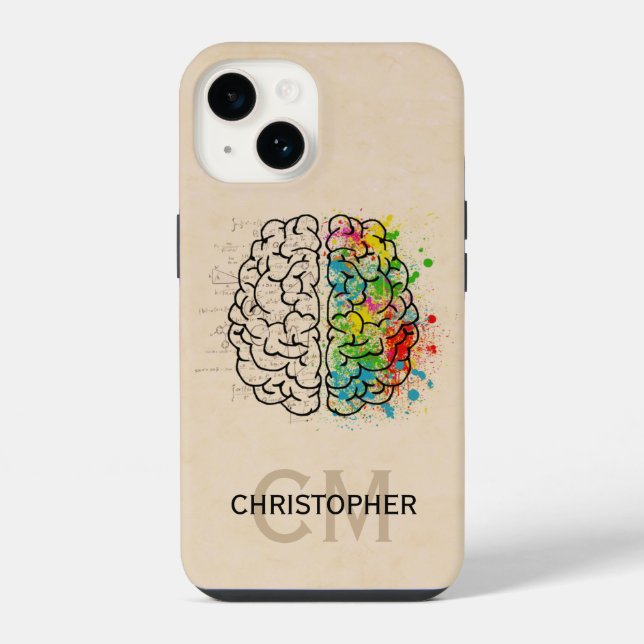 Left And Right Human Brain Personalise iPhone Case (Back)