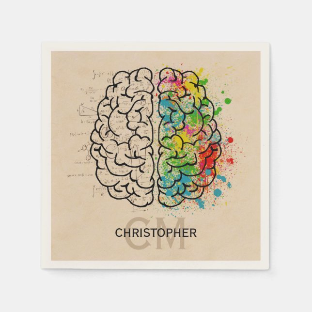Left And Right Human Brain Personalise Napkin (Front)