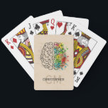 Left And Right Human Brain Personalise Playing Cards<br><div class="desc">A comparison of the Left right human brain concept. Ready to be personalised. Just add your name and initials for a modern monogram. Creative part and logic part with social and business doodle sketch mathematics calculations and abstract art paint. The brain and mind psychology idea drawing illustration design. The brain...</div>