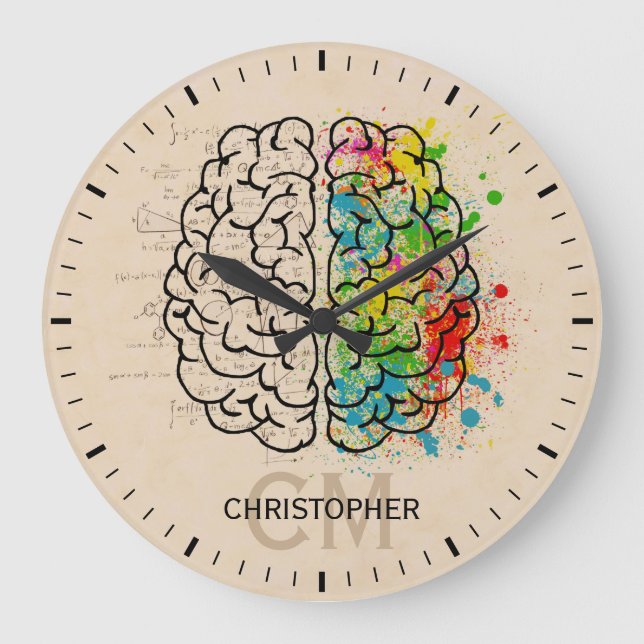 Left And Right Human Brain Personalised Large Clock (Front)