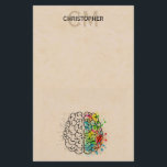 Left And Right Human Brain Personalize Stationery<br><div class="desc">A comparison of the Left right human brain concept. Ready to be personalized. Just add your name and initials for a modern monogram. Creative part and logic part with social and business doodle sketch mathematics calculations and abstract art paint. The brain and mind psychology idea drawing illustration design. The brain...</div>