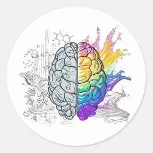 Left Brain vs Right Brain Creative Artwork Classic Round Sticker