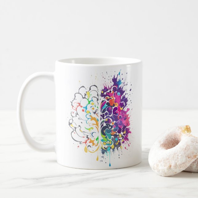 Left Brain vs Right Brain Creative Artwork Coffee Mug (With Donut)