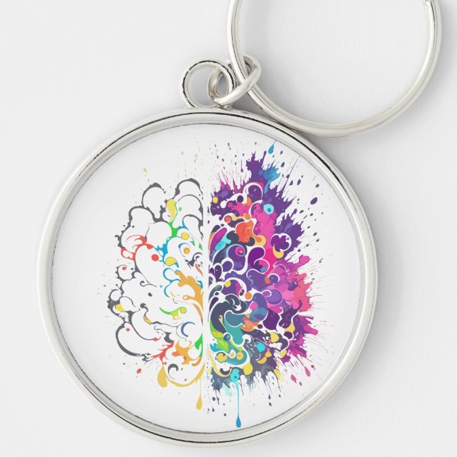 Left Brain vs Right Brain Creative Artwork Key Ring (Front)