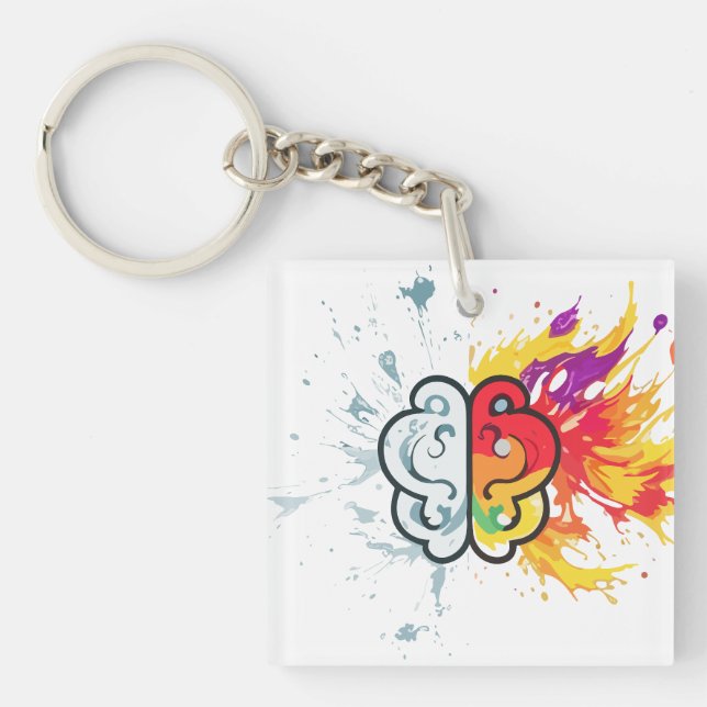 Left Brain vs Right Brain Creative Artwork Key Ring (Front)