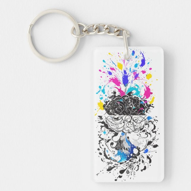 Left Brain vs Right Brain Creative Artwork Key Ring (Front)