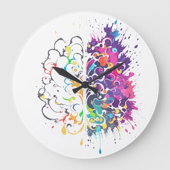 Left Brain vs Right Brain Creative Artwork Large Clock (Front)