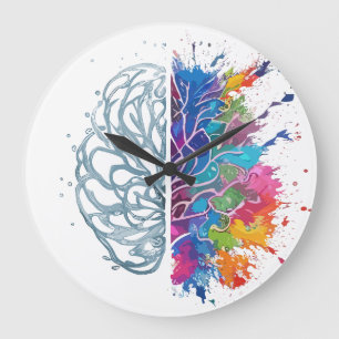 Left Brain vs Right Brain Creative Artwork Large Clock