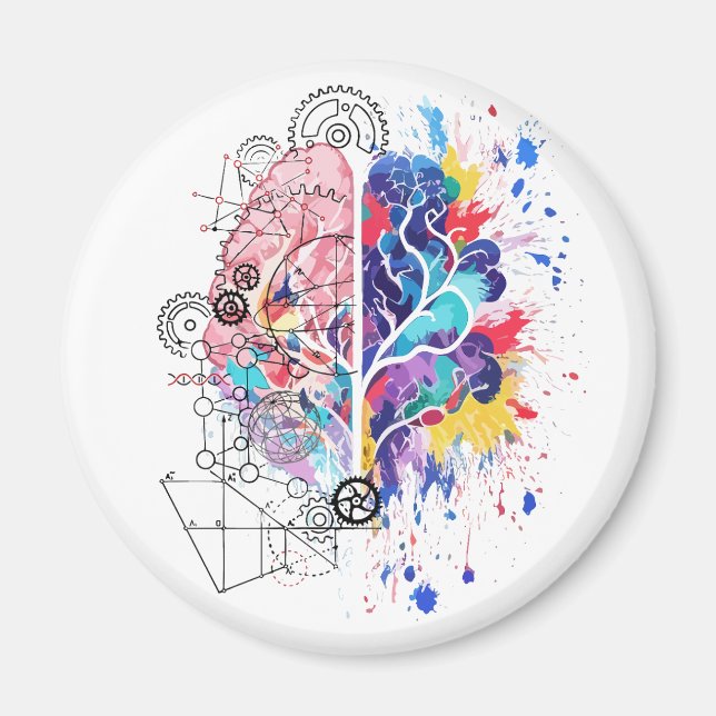 Left Brain vs Right Brain Creative Artwork Magnet (Front)