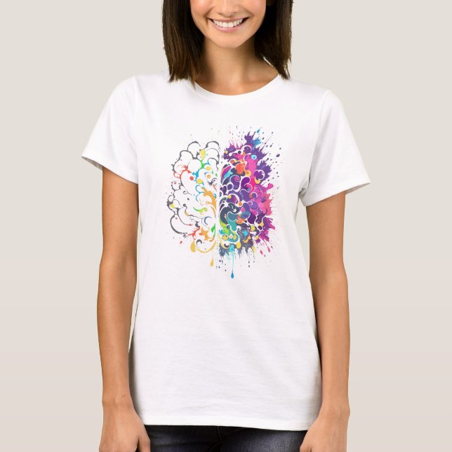 Left Brain vs Right Brain Creative Artwork T-Shirt (Front)