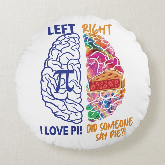 Left Brained Right Brained Funny Pi Round Cushion (Front)