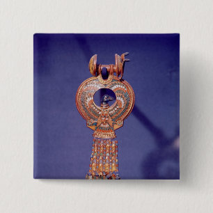 Left earring from a pair earrings with a 15 cm square badge