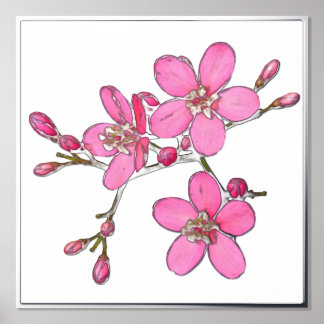 Left Foil Accent Pink Spring Blossoms Print Poster