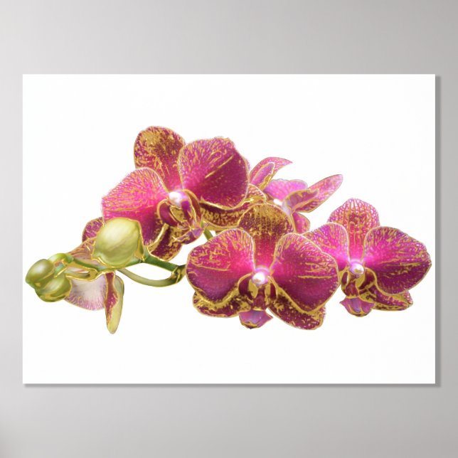Left Foil Accents on Red Orchids Print Poster (Front)
