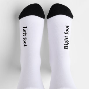 Left Foot and Right Foot White Black  Socks