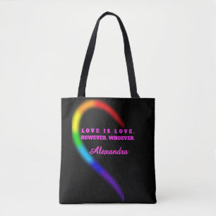 Left Half Matching Couple Pride Heart Custom Name  Tote Bag