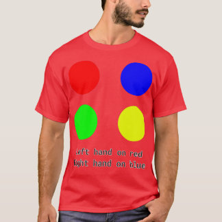Left hand on red Right hand on blue Twister Design T-Shirt