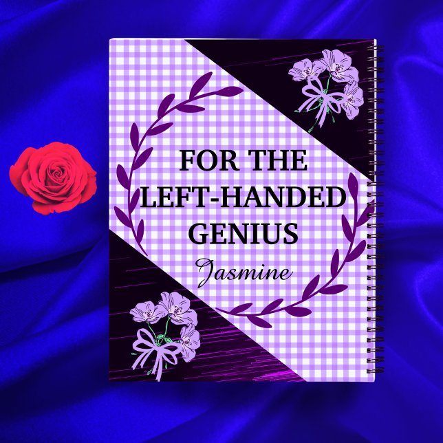 Left-Handed Lilac Gingham Floral Custom School  Notebook (Creator Uploaded)