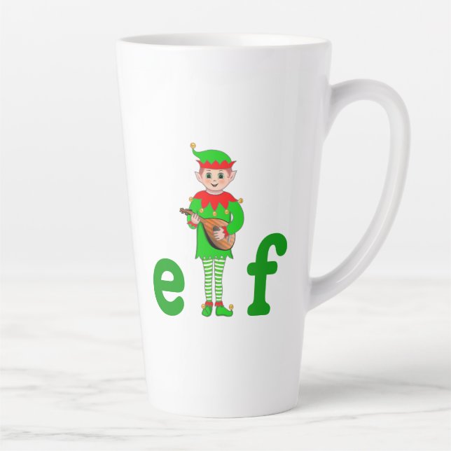 Left-Handed Musical Elf  Latte Mug (Right)