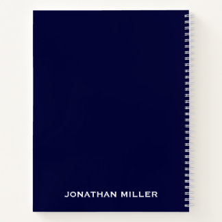 Left-Handed Navy Blue and White Personalised Name Notebook