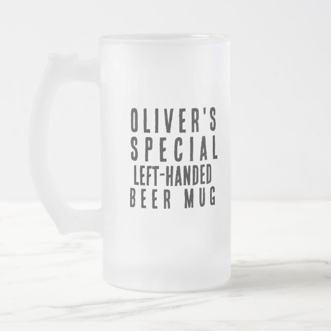 Left Handed Novelty Gift Funny Frosted Glass Beer Mug (Left)