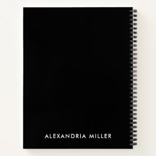 Left-Handed Personalized Black Monogram Spiral Notebook