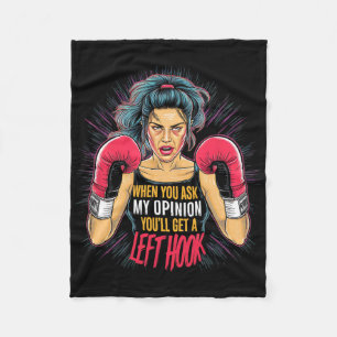 Left Hook Opinion Boxing Wife Fun Martial Arts Fleece Blanket