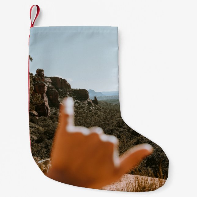 Left human hand small christmas stocking (Front)
