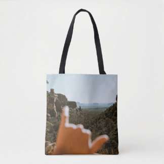 Left human hand tote bag