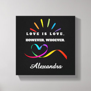 Left Panel - Neon Rainbow "Love is Love" Custom Na Canvas Print