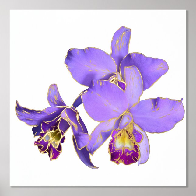 Left Purple Orchid Group Print Poster (Front)