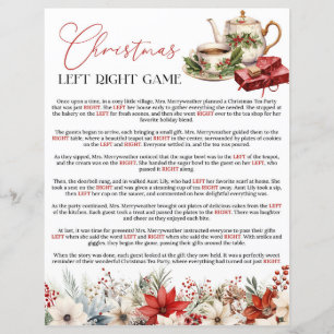 Left Right Floral Christmas Tea Party Game