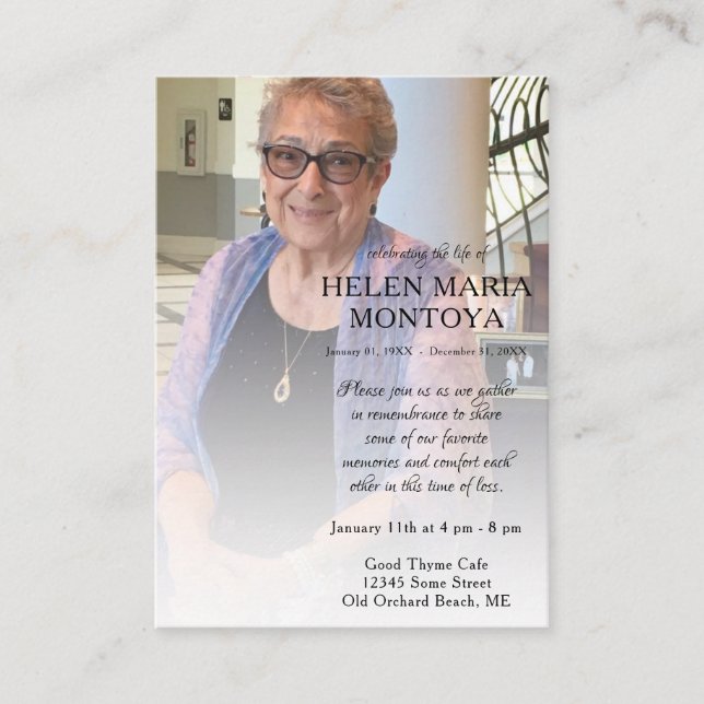 left side photo memorial card (Front)