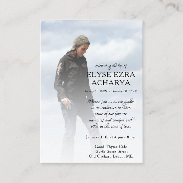 left side photo memorial card (Front)