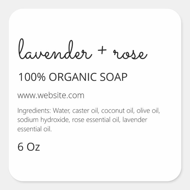 Left Sided Text White Soap Labels (Front)